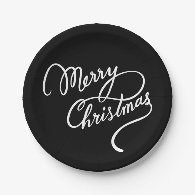 HAND-LETTERED MERRY CHRISTMAS | PARTY PLATE (Front)