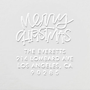 Hand-Lettered Merry Christmas Return Address Embosser