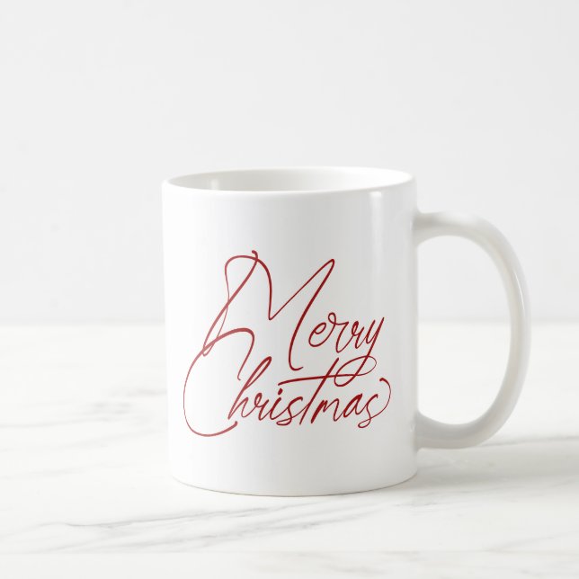 Hand-lettered Merry Christmas script design Coffee Mug (Right)