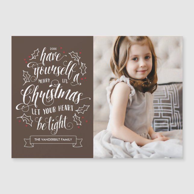 Hand Lettered Merry Li'l Christmas Magnetic Card (Front)