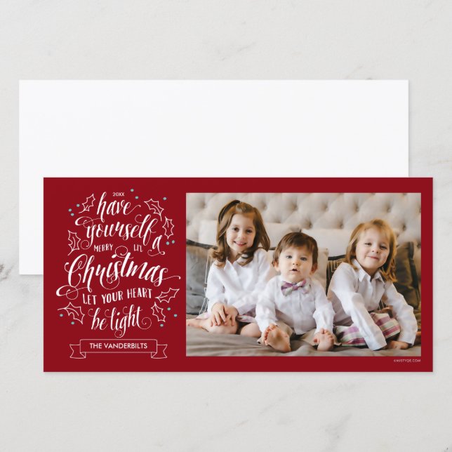 Hand Lettered Merry Li'l Christmas One Sided Holiday Card (Front/Back)