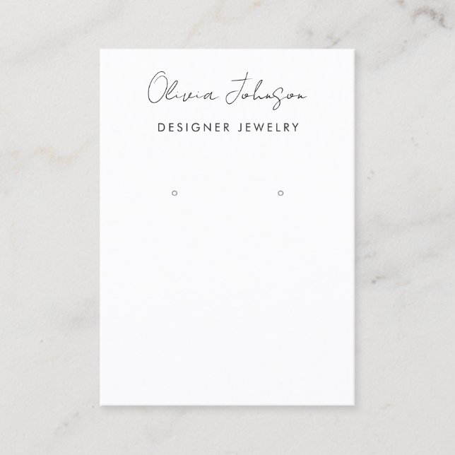  Hand Lettered Minimalist Jewelry Earring Display  Business Card (Front)