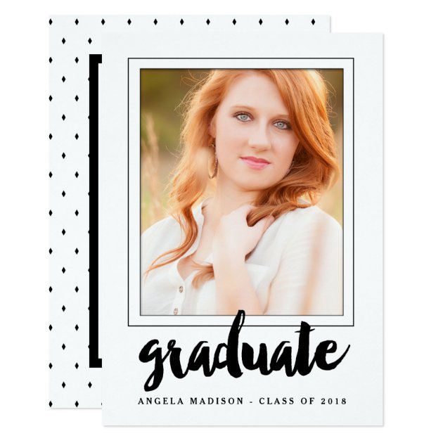 Hand Lettered Modern Photo Graduation Party Invite