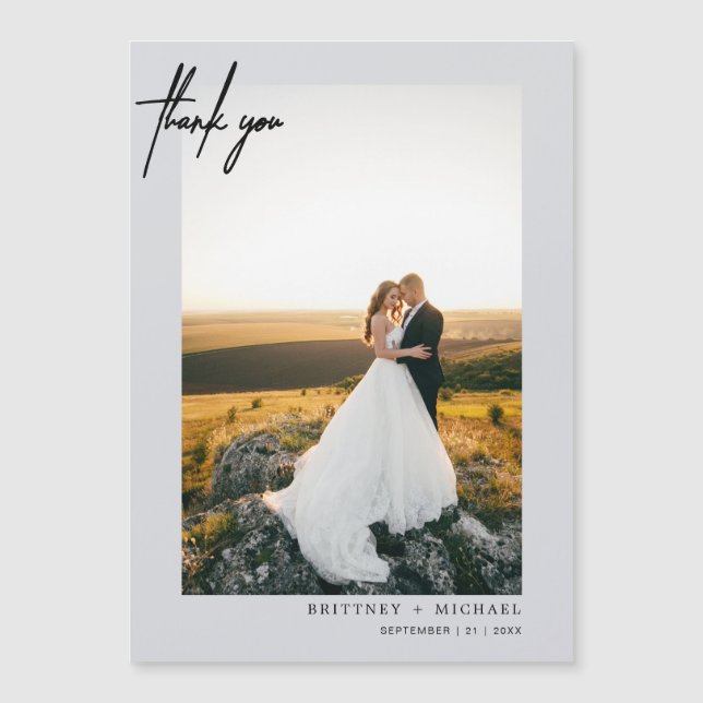 Hand-Lettered Modern Photo Grey Thank You (Front)