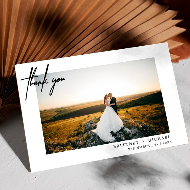 Hand-Lettered Modern Photo Love & Thanks Thank You Card (Creator Uploaded)