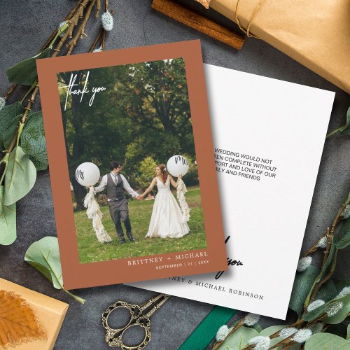 Hand_Lettered Modern Photo Terracotta Thank You Card