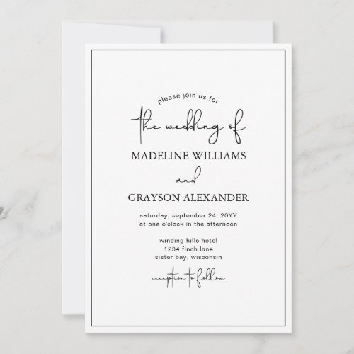 Hand_Lettered Modern Simple Wedding Invitation