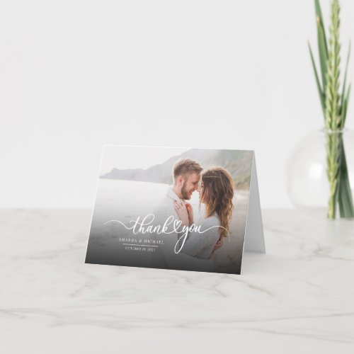 Hand Lettered Modern Wedding Photo Thank You