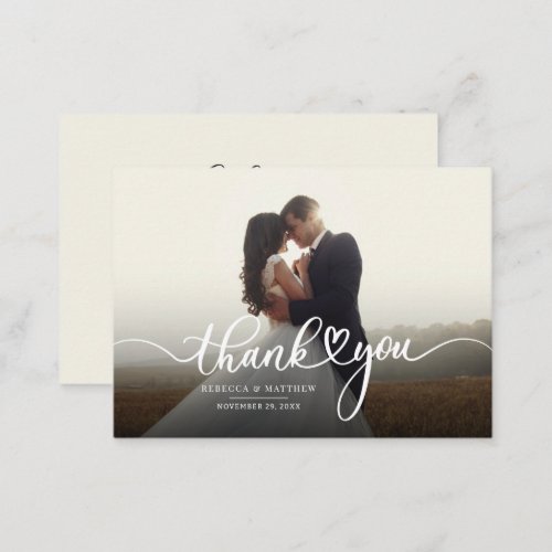 Hand Lettered Modern Wedding Photo Thank You Note Card