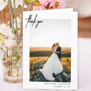 Hand-Lettered Modern White Thank You Card