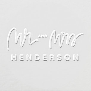 Hand Lettered Mr and Mrs Personalized Embosser