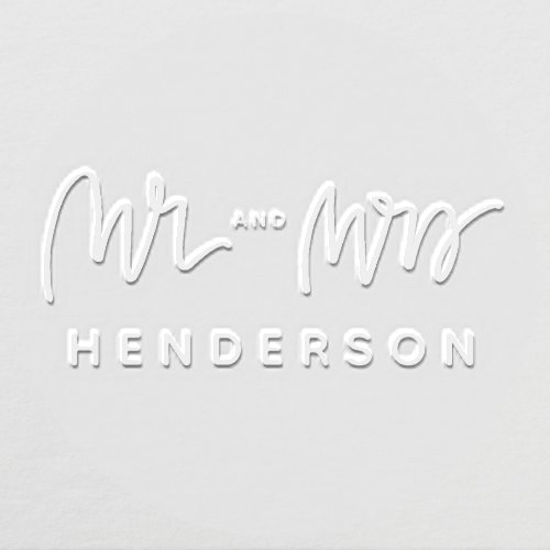 Hand Lettered Mr and Mrs Personalized Embosser