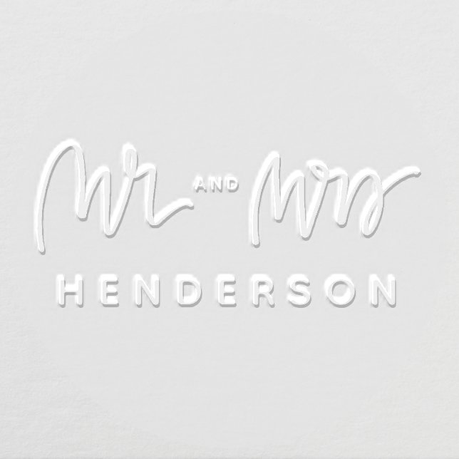 Hand Lettered Mr and Mrs Personalized Embosser (Design)