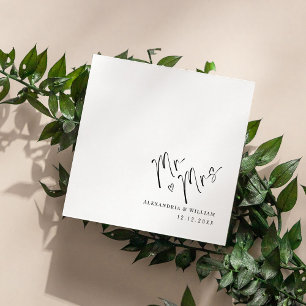 Hand Lettered Mr & Mrs Wedding Custom Names Napkins