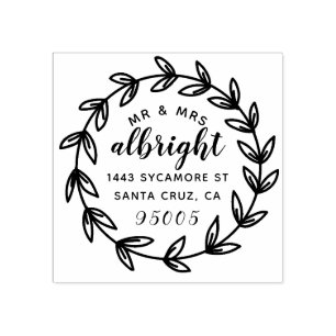 Hand Lettered Mr & Mrs Wedding Return Address Rubber Stamp