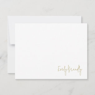 Hand Lettered Name Minimalist White Flat Note Card