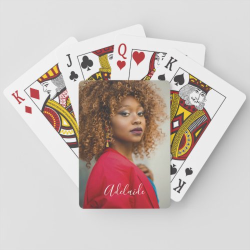 Hand Lettered Name Personalized Photo  Bicycle Pla Playing Cards