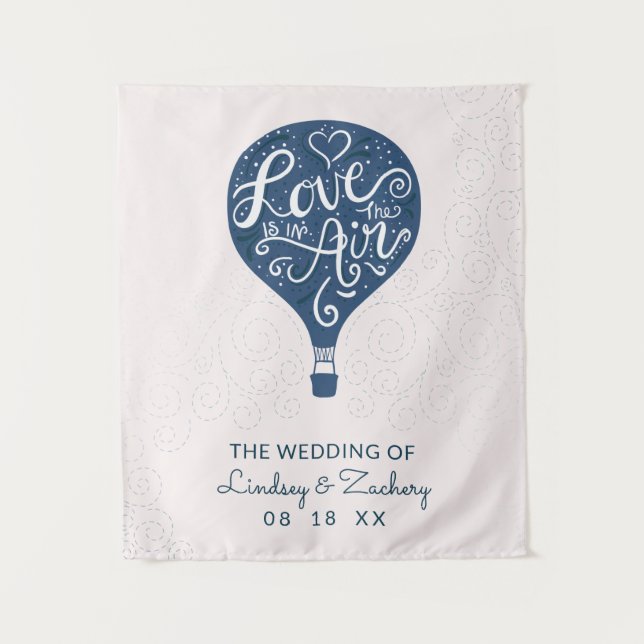 Hand Lettered Navy Wedding Photo Booth Backdrop (Front)