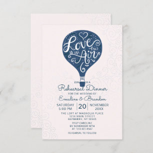 Hand Lettered Navy Wedding Rehearsal Dinner Invitation