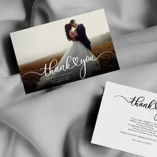 Hand-Lettered Newlyweds Modern Photo Thank You Card