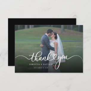 Hand-Lettered Newlyweds Photo Modern Thank You Note Card