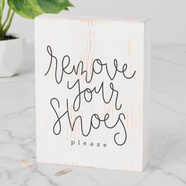 Hand Lettered No Shoes Sign (In Situ Vertical)