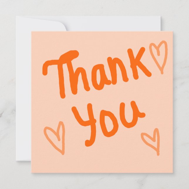 Hand-Lettered Orange Thank You Card (Front)