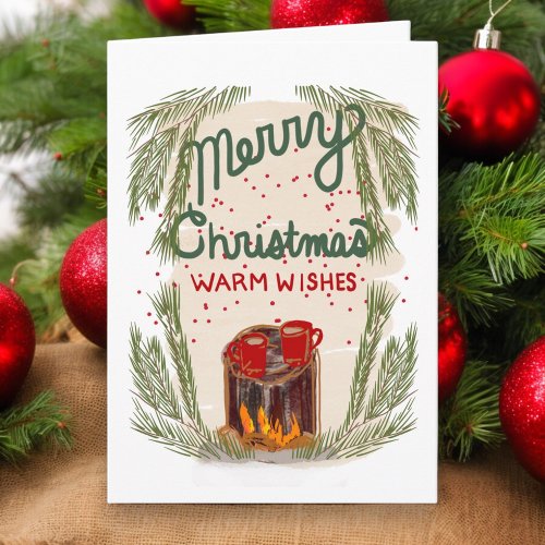 Hand Lettered Original Art Warm Christmas Greeting Card