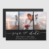Hand Lettered Photo Black Save the Date (Front/Back)