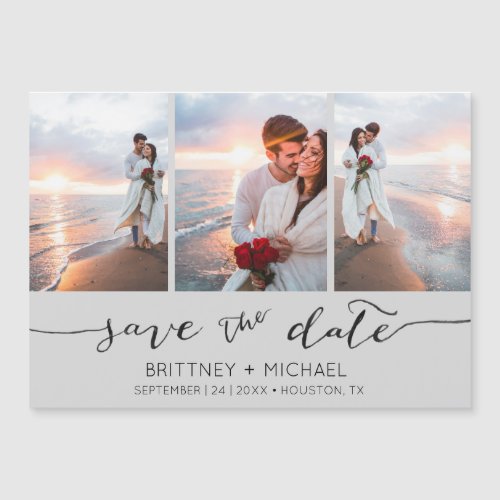 Hand Lettered Photo Collage Grey Save the Date