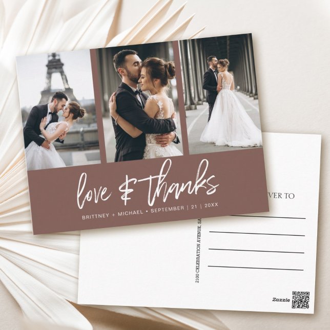 Hand-Lettered Photo Collage Thank You Postcard (Show your appreciation to your loved ones with an awesome photo thank-you card!)