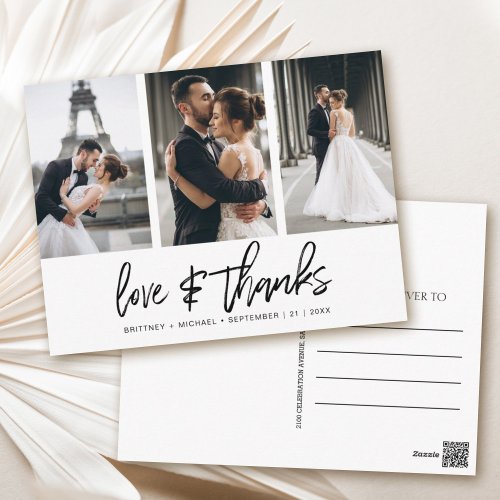 Hand_Lettered Photo Collage White Love Thanks Postcard