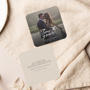 Hand-Lettered Photo Script Wedding Thank You Note Card