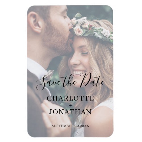 Hand Lettered Photo Wedding Save the Date Magnet