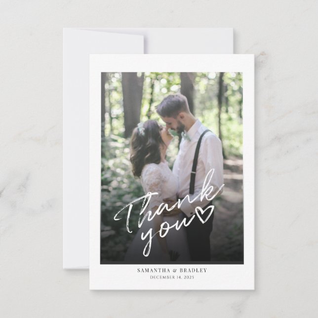 Hand Lettered Photo Wedding Thank You Card (Front)