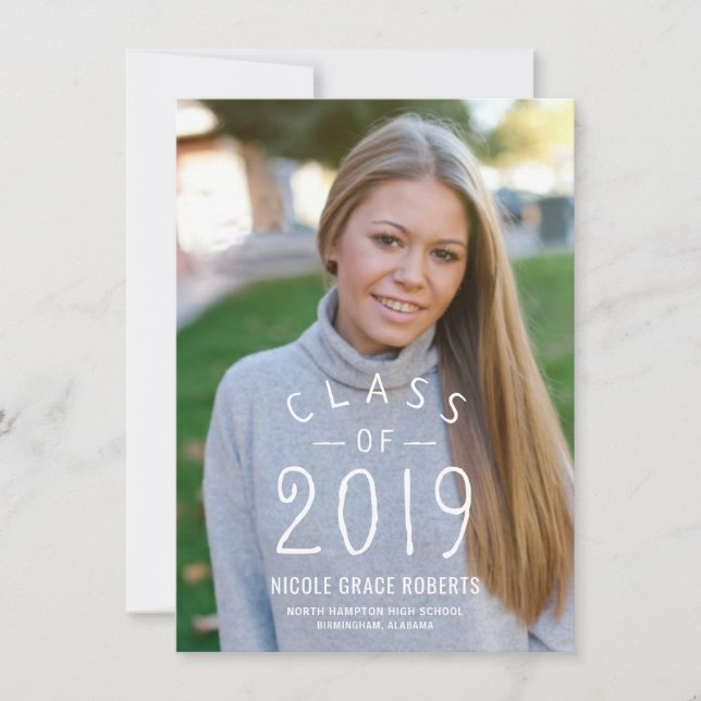 Hand Lettered Print Graduation Photo Announcement (Front)
