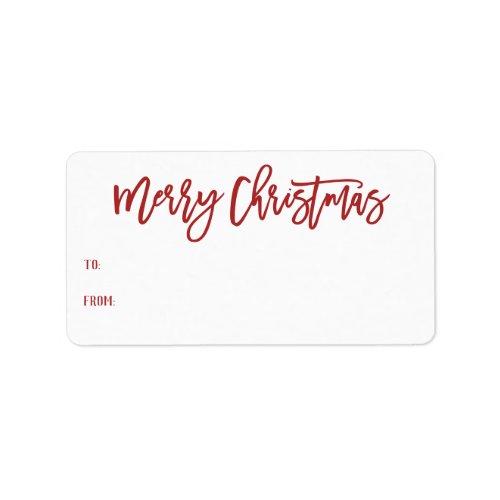 Hand Lettered Red Merry Christmas Script Gift Label