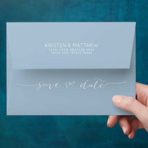 Hand_Lettered Save the Date Address Dusty Blue Envelope