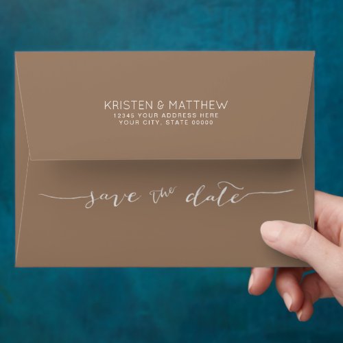 Hand_Lettered Save the Date Address Tan Envelope