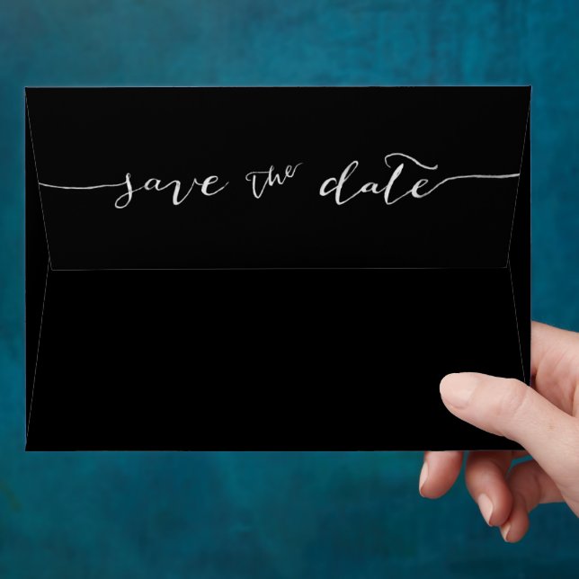 Hand-Lettered Save the Date Black Envelope (Hand)