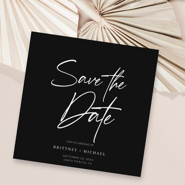 Hand Lettered Save The Date Black Invitation (Creator Uploaded)