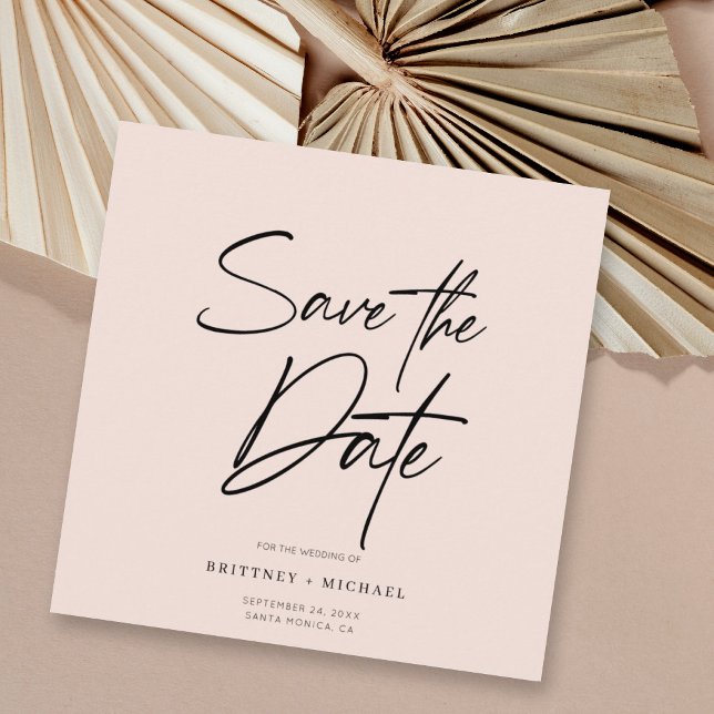 Hand Lettered Save The Date Blush Pink Invitation (Creator Uploaded)