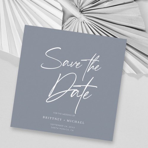 Hand Lettered Save The Date Dusty Blue Invitation