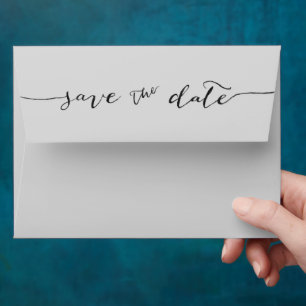 Hand-Lettered Save the Date Grey Envelope