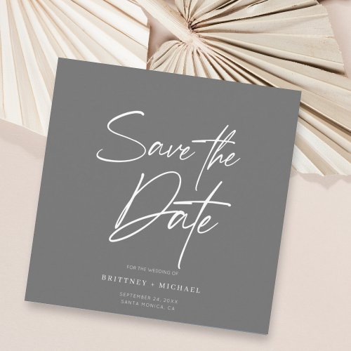 Hand Lettered Save The Date Grey Invitation