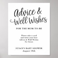 Hand-Lettered Script Baby Shower Advice & Wishes Poster