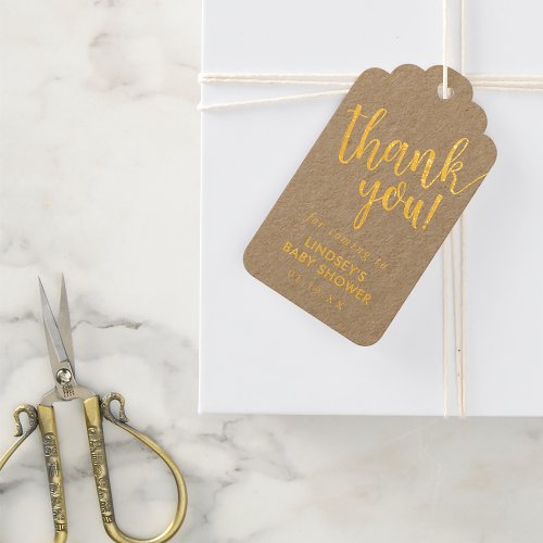 Hand_Lettered Script Baby Shower Thank You Favor Foil Gift Tags