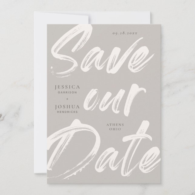 Hand Lettered Script EDITABLE Colors Save the Date Invitation (Front)