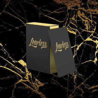 Hand Lettered Script Fearless Gold Glitter Black