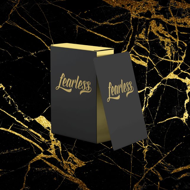 Hand Lettered Script Fearless Gold Glitter Black Poker Cards (Creator Uploaded)
